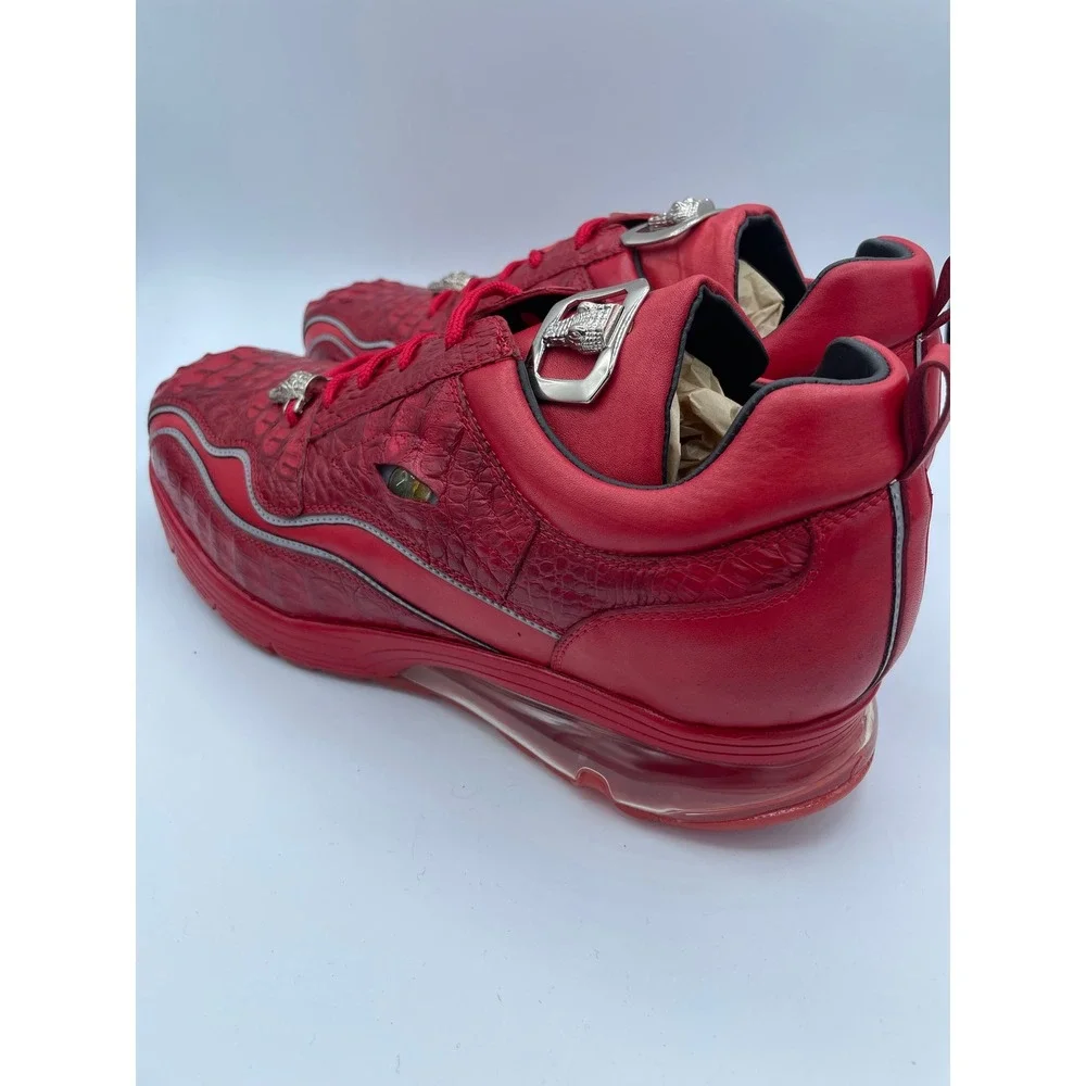 Belvedere Rexy Red Genuine Caiman Crocodile Leather Sneakers Mens 12 E04 NEW